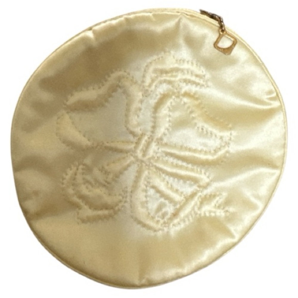 vintage 1950s gold satin embroidered jewelry travel bag made in USA